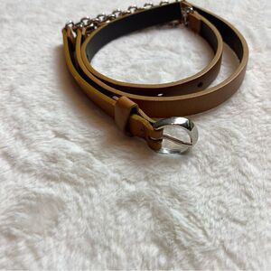 Fabio Corti Brown Leather and Silver Chain Belt Made in Italy Size Small